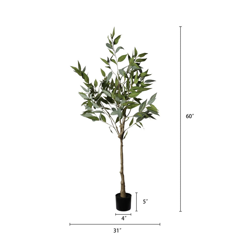 5Ft Realistic Artificial Eucalyptus Tree In Pot With Lush Leaves For Home Office Decor - Green Leaves by HouseOfZazla