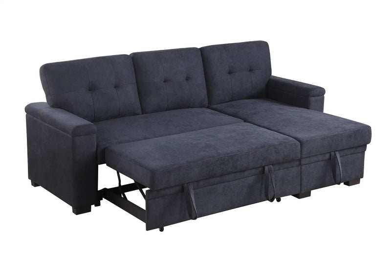 Lucca II - 84.5"W Reversible Sleeper Sectional Sofa with Storage Chaise by HouseOfZazla