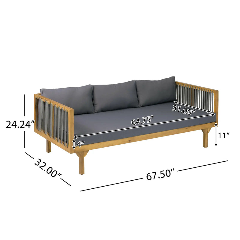 2-Piece Outdoor Patio Set: Sofa with Dark Grey Cushions by HouseOfZazla