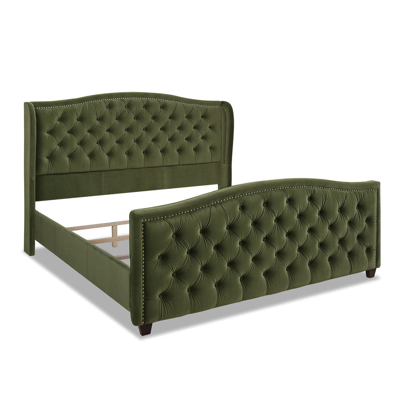 Marcella - Upholstered Shelter Headboard Bed Set by HouseOfZazla
