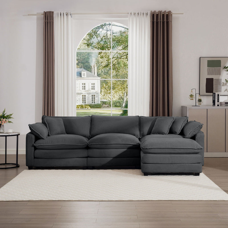 Modern Oversized Modular Cushion Sofa With Ottoman, Low Back, Deep Seating Sofa Set by Unique Piece Furniture