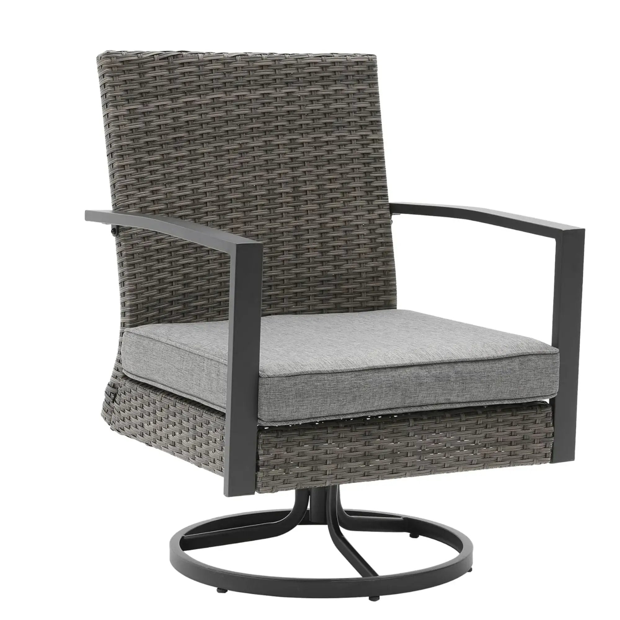 Swivel Rocker Patio Chairs With Cushions, All Weather (Set of 2) - Gray by HouseOfZazla