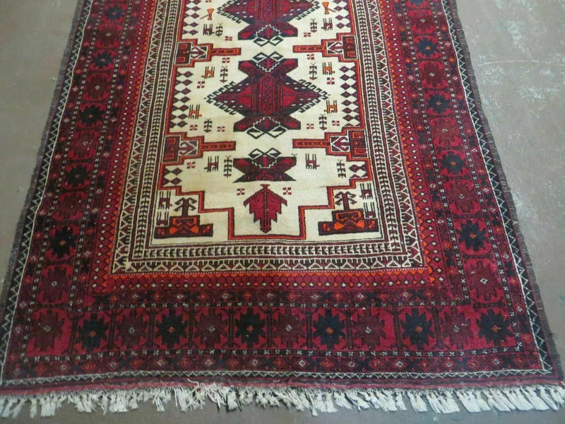4' X 7' Vintage Handmade Pakistan Turkoman Bokhara Balouch Woven Wool Rug Nice by Jewel Rugs