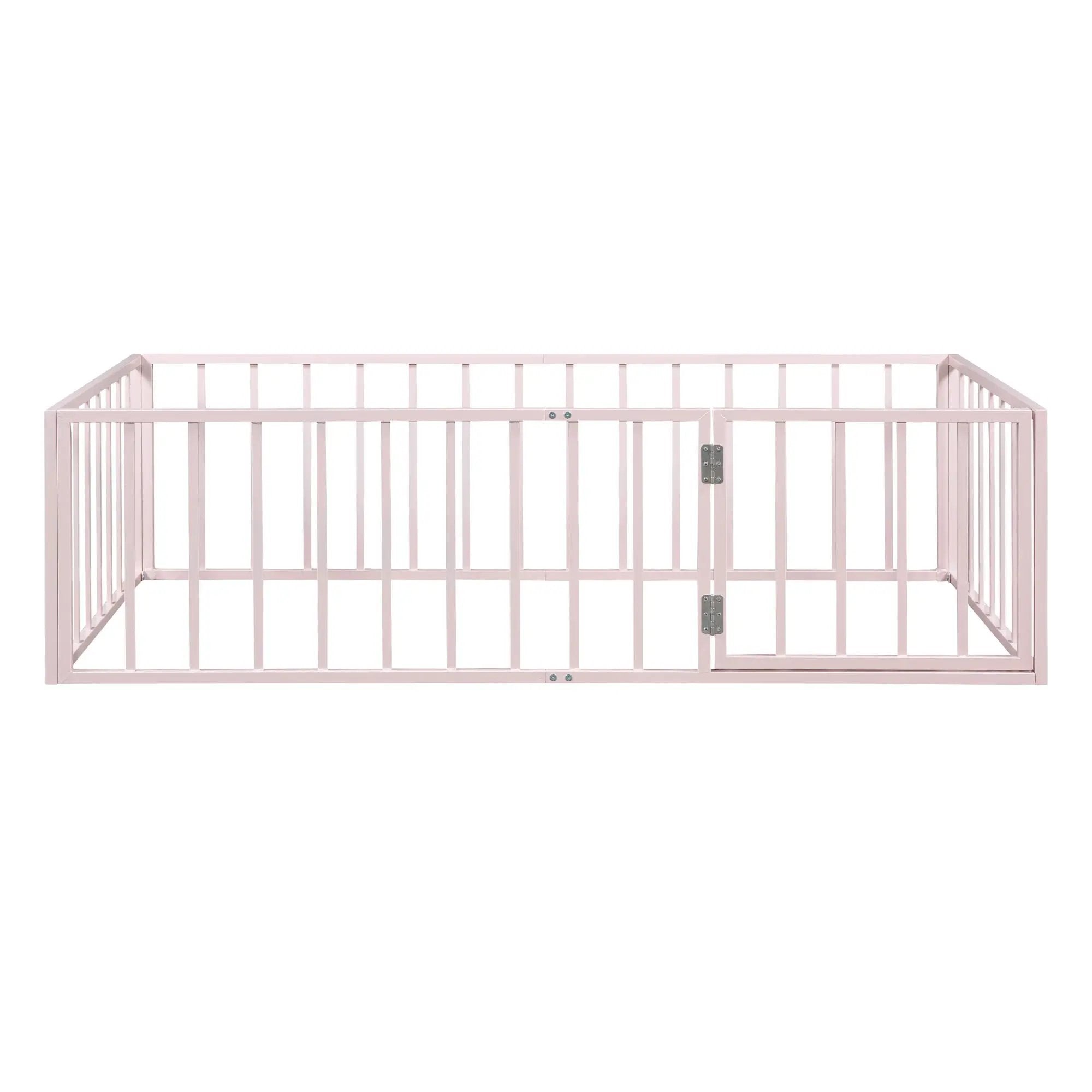 Metal Floor Bed Frame With Fence And Door by HouseOfZazla