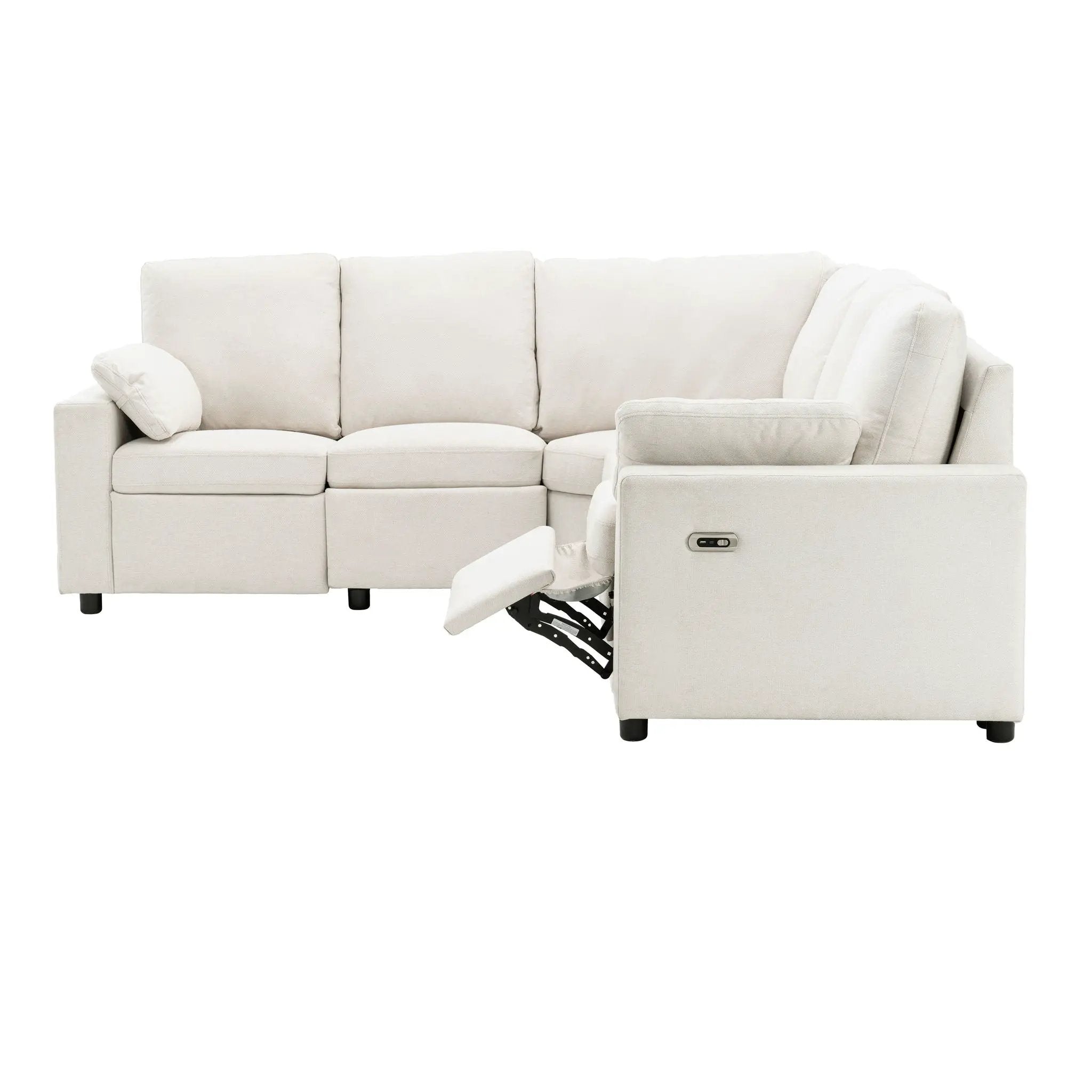 Power Recliner Sectional Sofa Home Theater Reclining Sofa With Two USB Ports, Two Storage Drawers For Living Room by HouseOfZazla