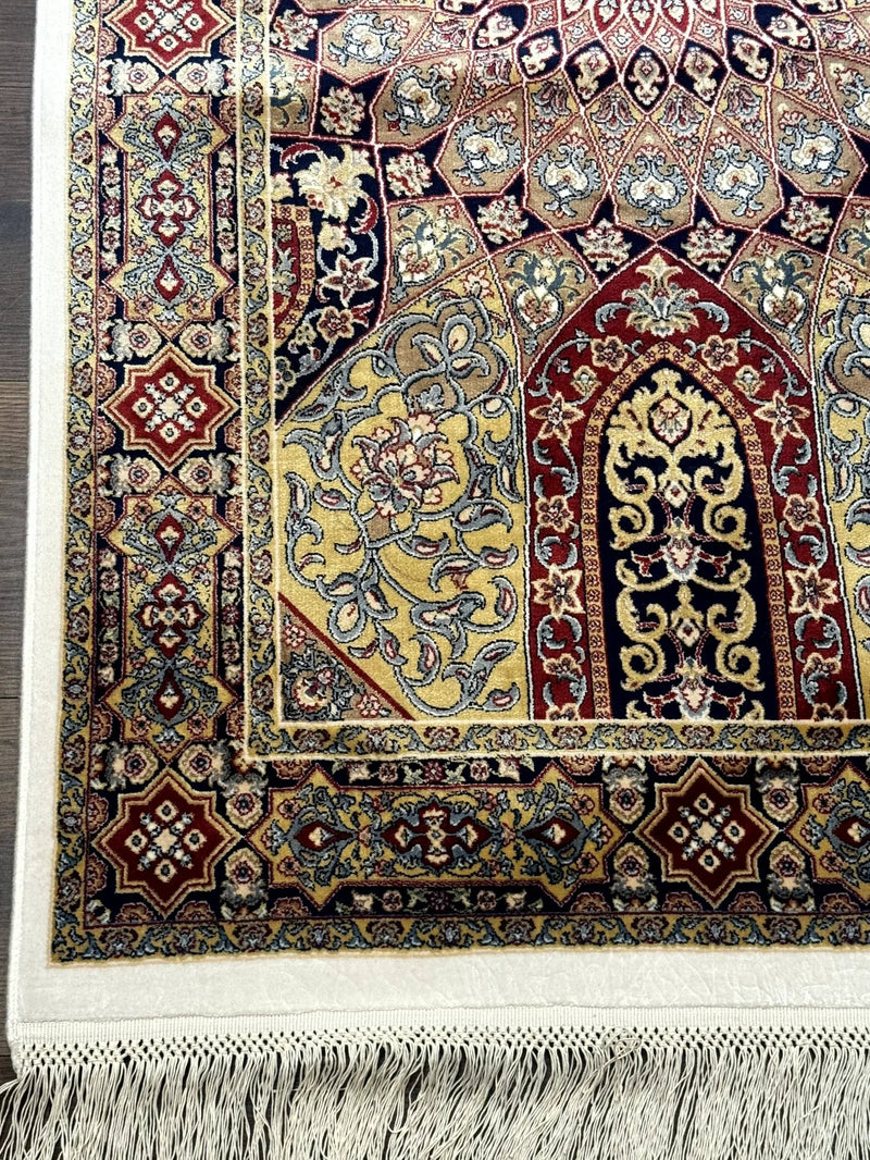 Turkish Silk Runner Rug 2.6 x 10, Dome Design, Hereke Runner, Bamboo Silk, New by Jewel Rugs