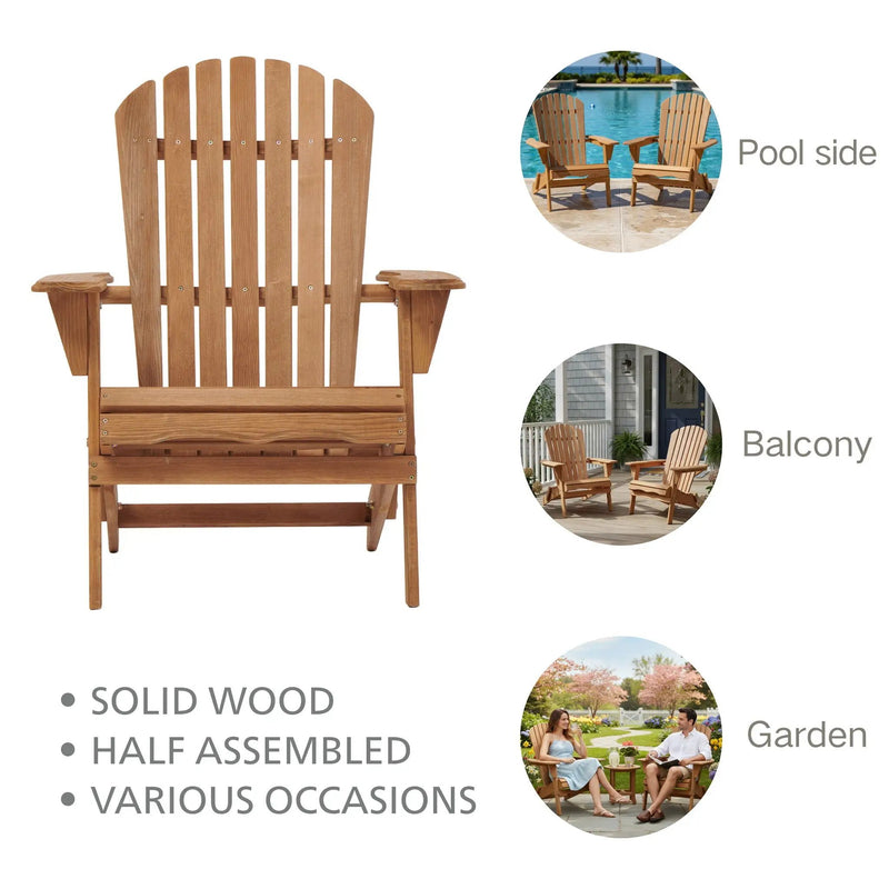 Oversize Outdoor Folding Adirondack Chair, Patio Chair For Garden by HouseOfZazla
