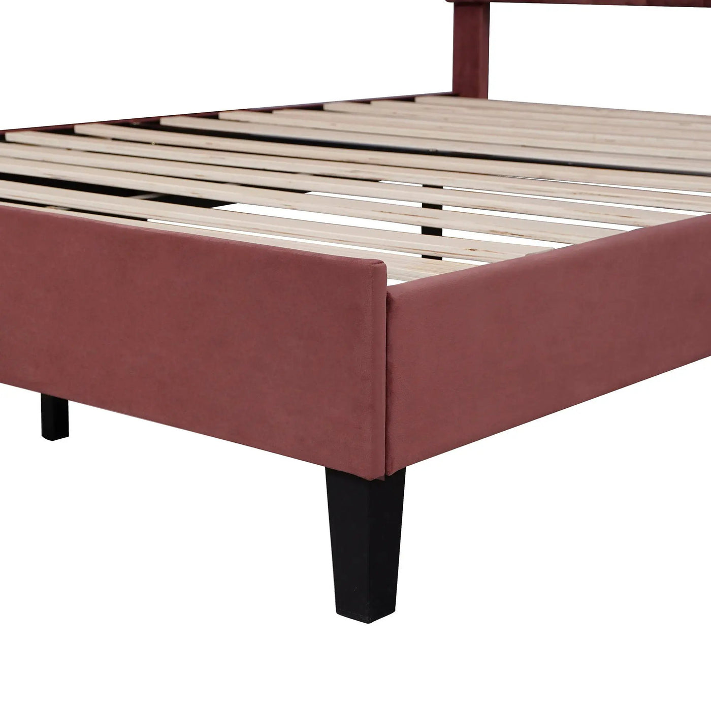 Upholstered Platform Bed With Flower Pattern Headboard by Unique Piece Furniture