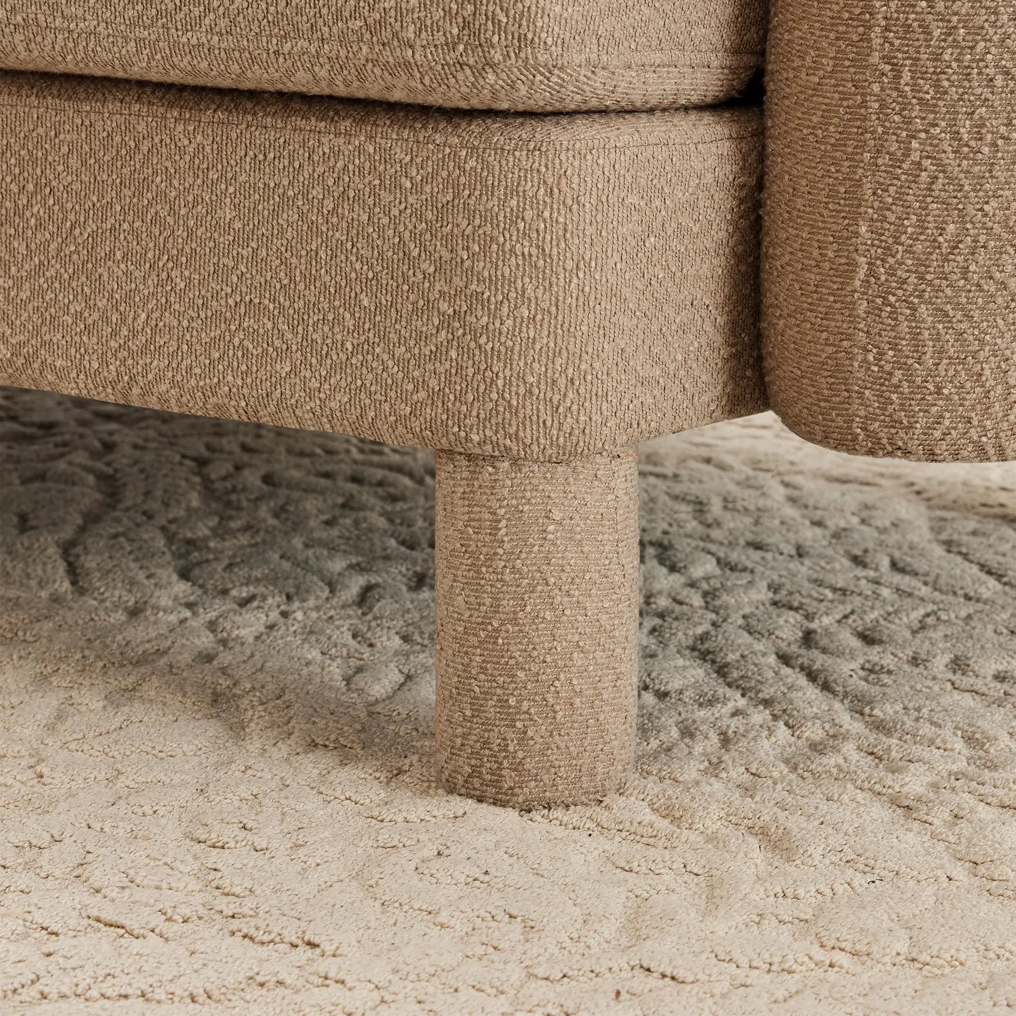 Coffee Ottoman with Boucle Fabric by HouseOfZazla