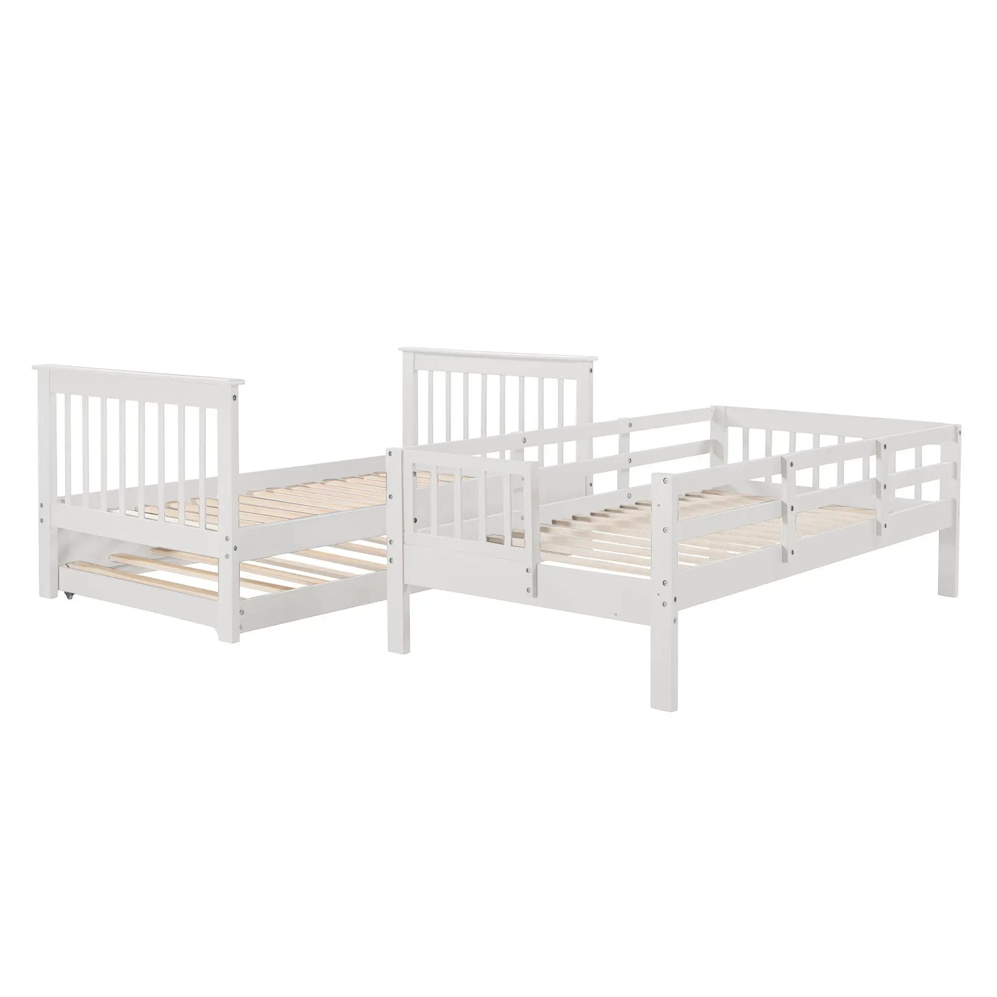 Stairway Bunk Bed With Storage And Guard Rail For Bedroom by HouseOfZazla