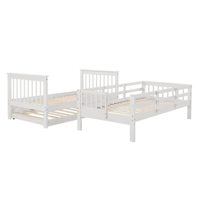 Stairway Bunk Bed With Storage And Guard Rail For Bedroom by HouseOfZazla