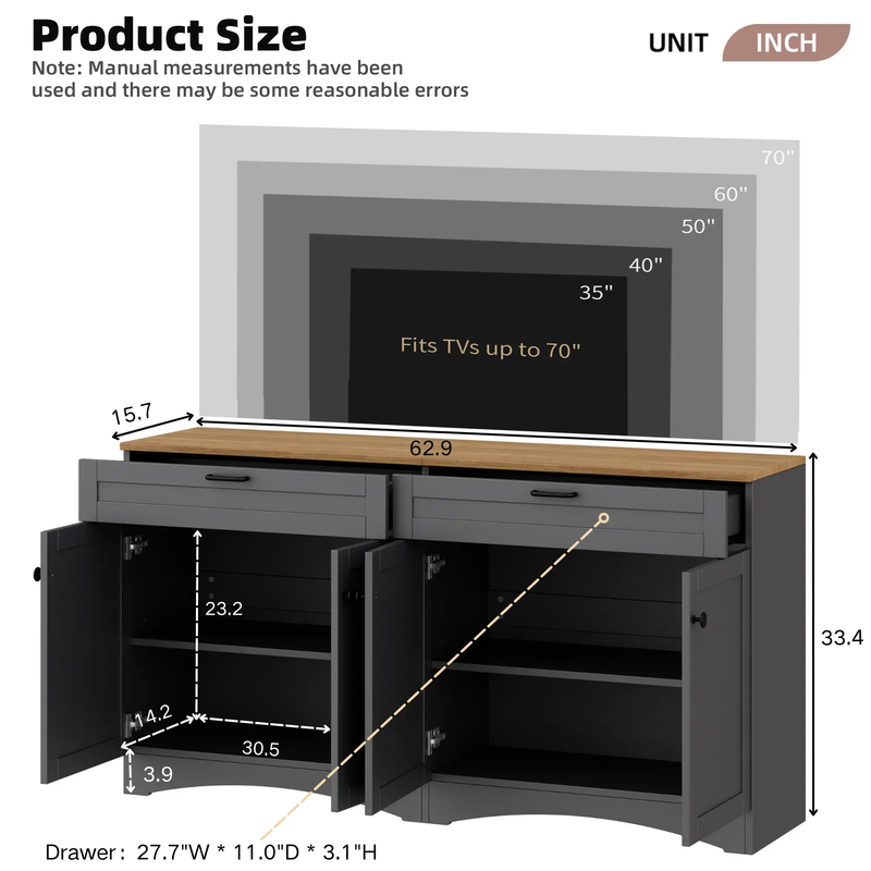 On-Trend Farmhouse TV Stand with 2 Drawers for TVs Up to 70" by HouseOfZazla