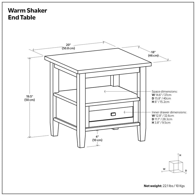 Warm Shaker - End Table - Warm Walnut Brown by Unique Piece Furniture