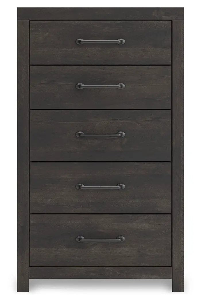 Hollivern - Five Drawer Chest - Dark Gray by Unique Piece Furniture