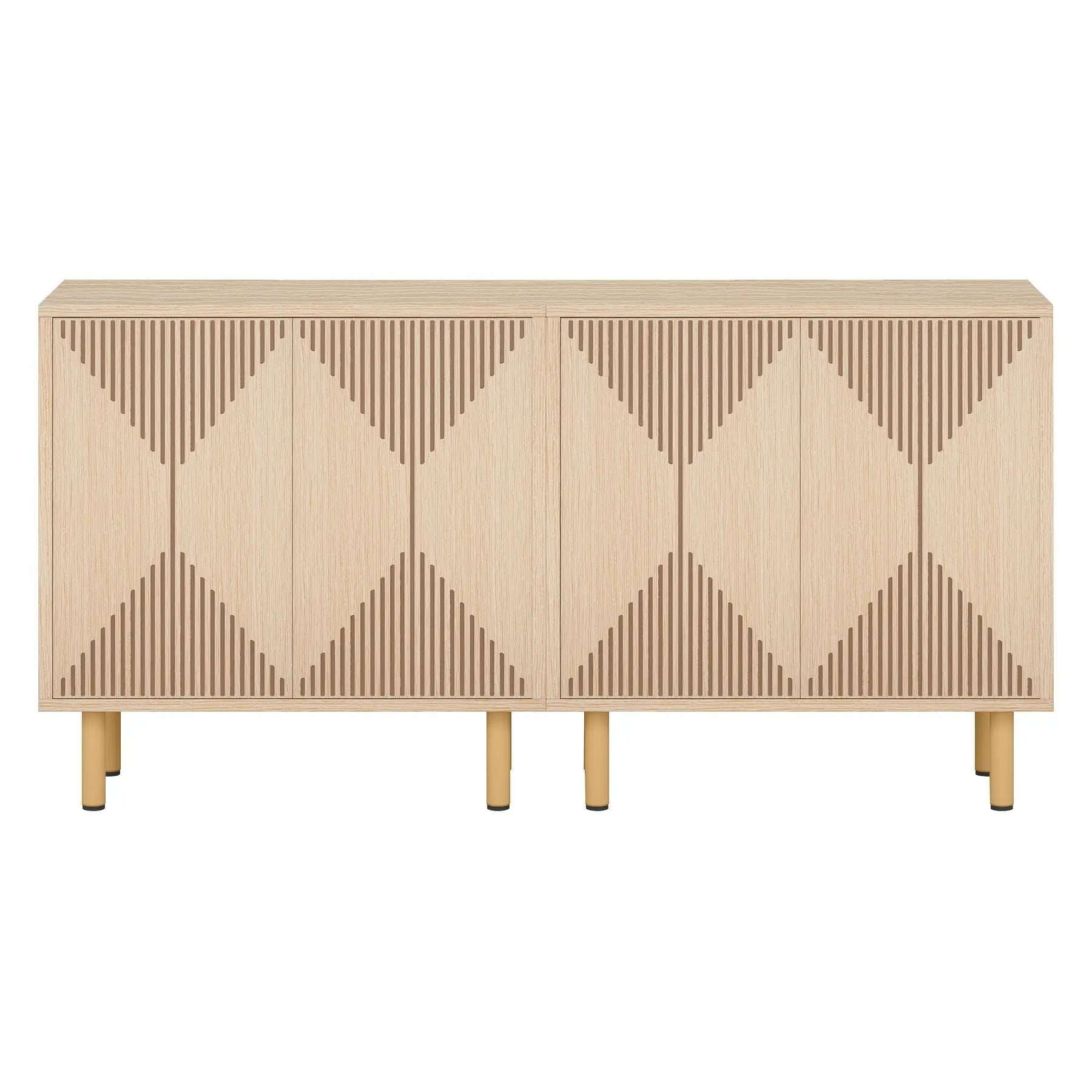 Sideboard Buffet Cabinet With Carved Doors - Yellow by HouseOfZazla