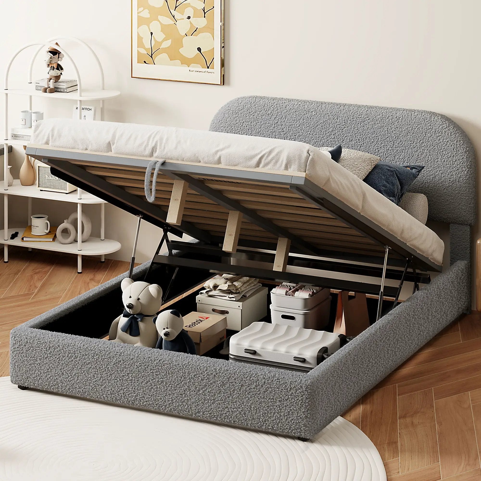 Upholstered Platform Bed With Hydraulic Storage System by Unique Piece Furniture