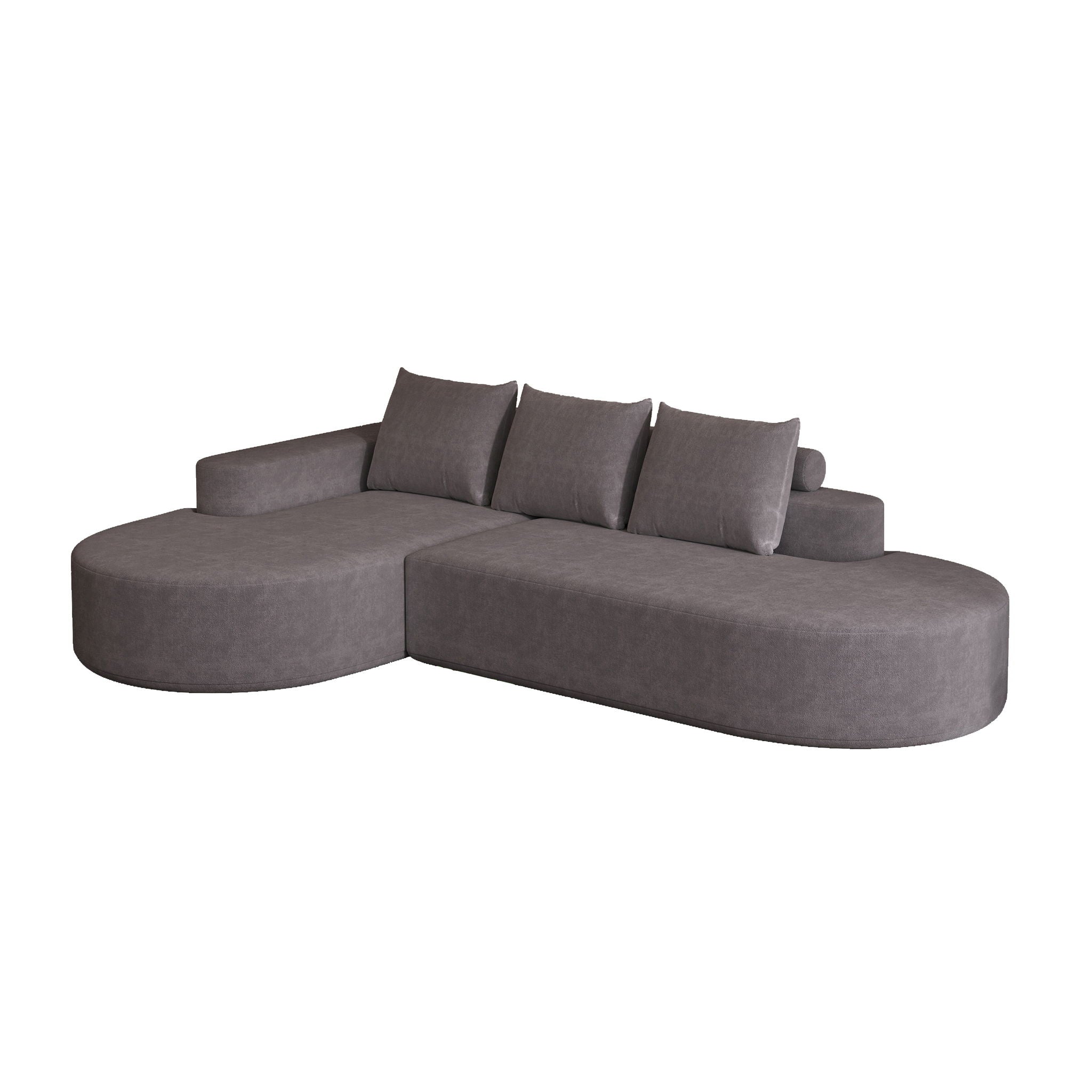 Modern Curved Sofa, L-Shaped Modular Sectional Set With 3 Pillows by HouseOfZazla