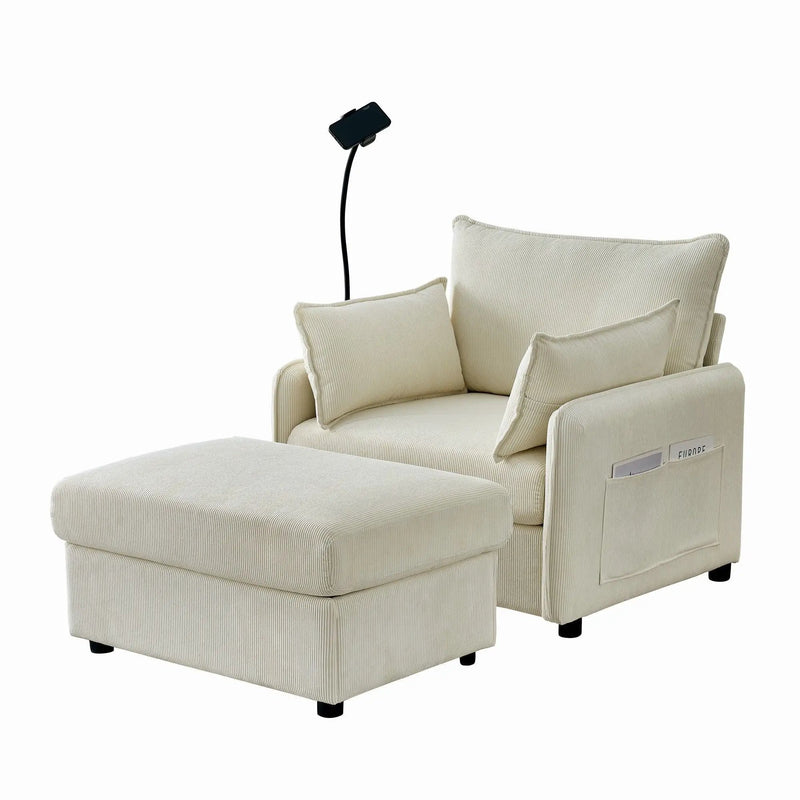 Comfy Oversized Chaise Lounge Chair With Ottoman And Storage by HouseOfZazla