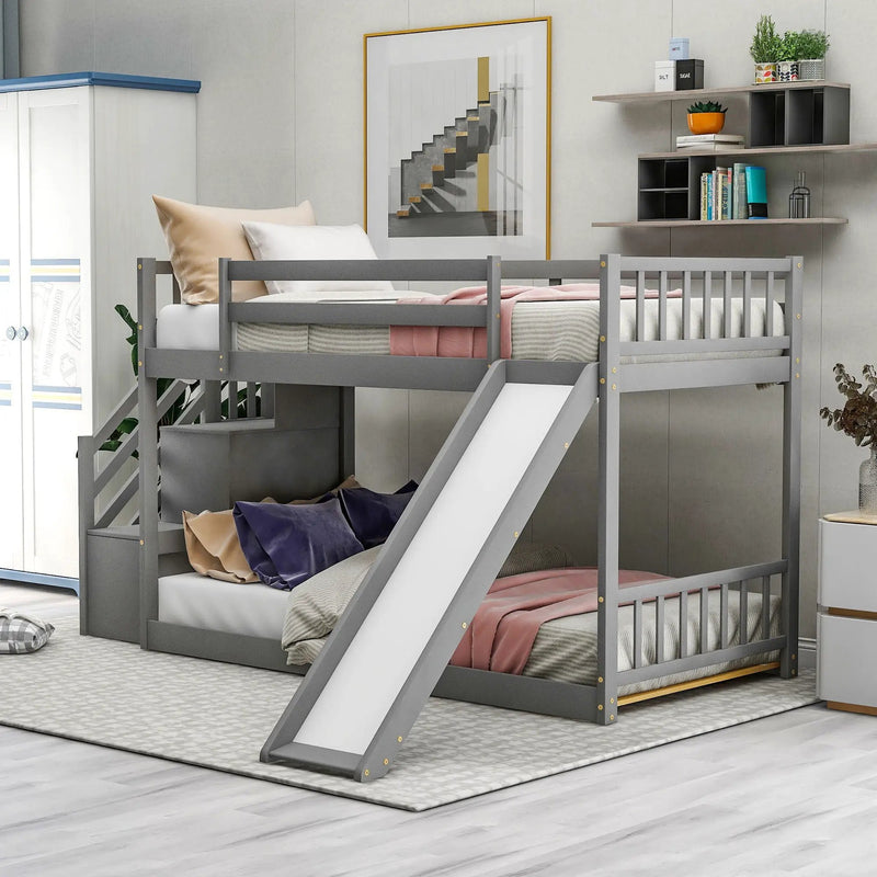 Bunk Bed With Convertible Slide And Stairway by Unique Piece Furniture