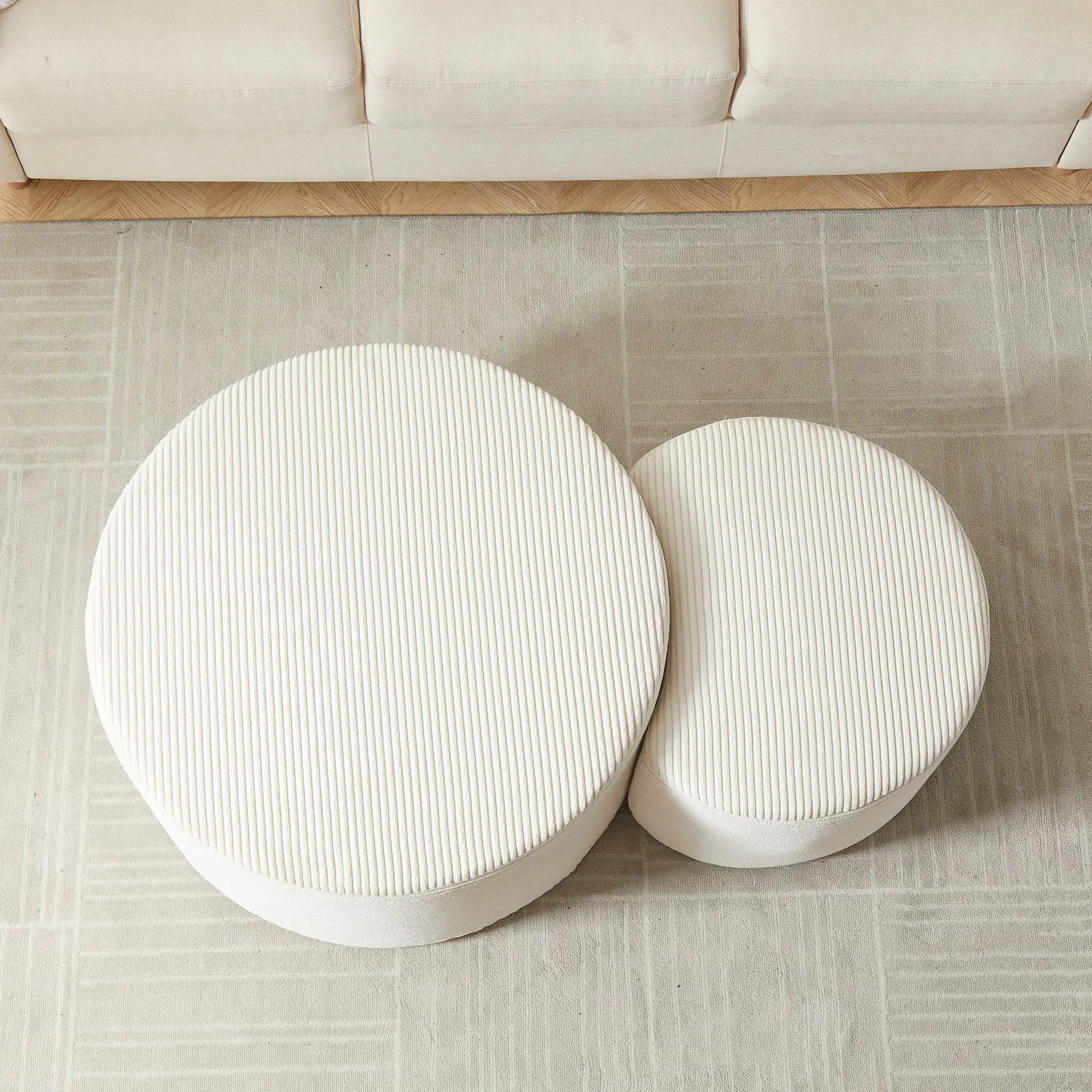 Modern Upholstered Round Coffee Table For Living Room (Set of 2) by HouseOfZazla