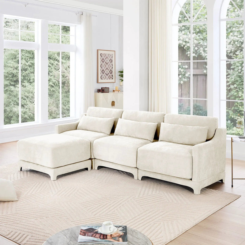 Stylish Sofa With Ottoman And Lumbar Pillows, Ergonomic Design by Unique Piece Furniture
