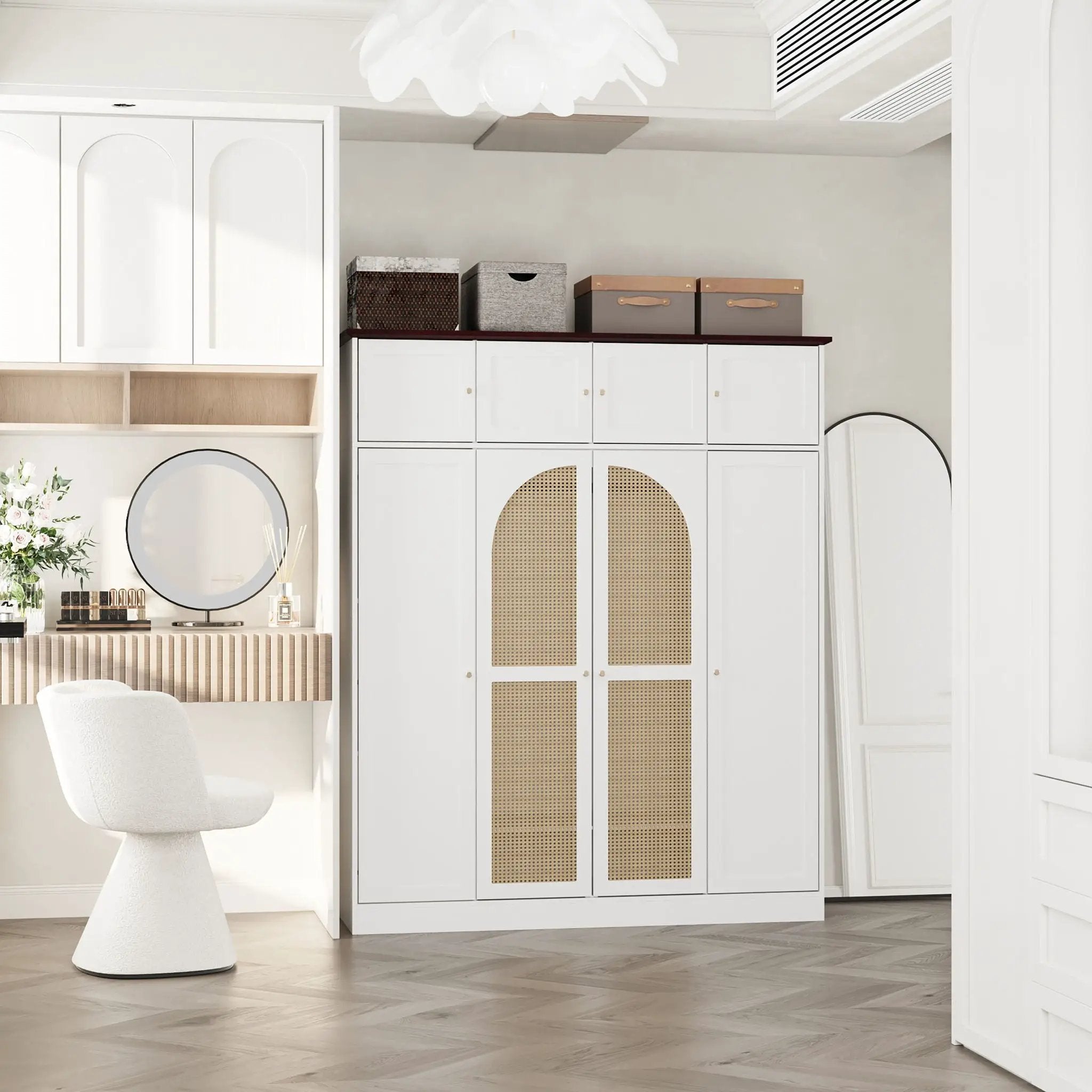 8 Door Armoire Wardrobe With Adjustable Shelves And Hanging Rod by Unique Piece Furniture