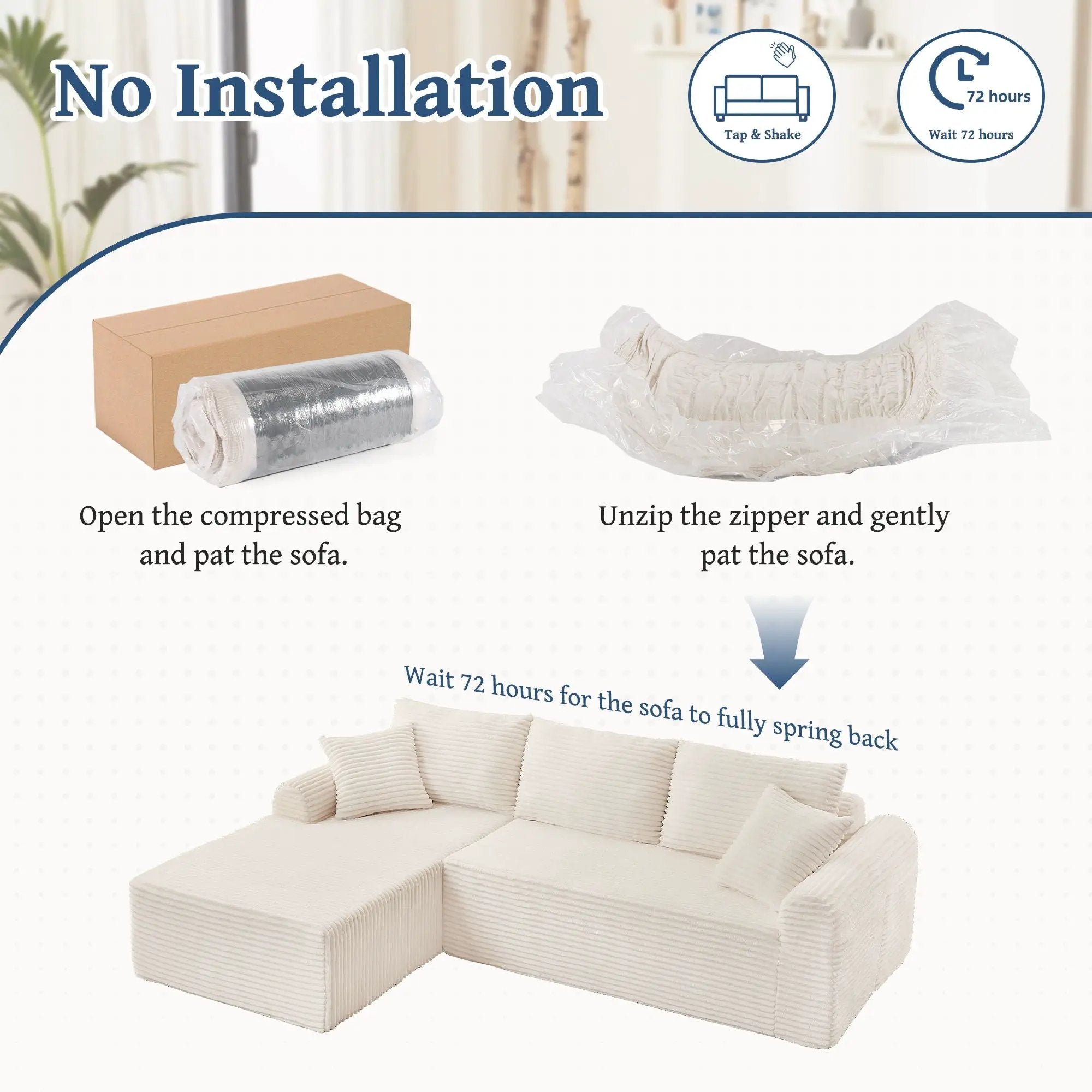 Modular Sectional With Arched Armrests, Includes 3 Back Cushions & 2 Throw Pillows by HouseOfZazla