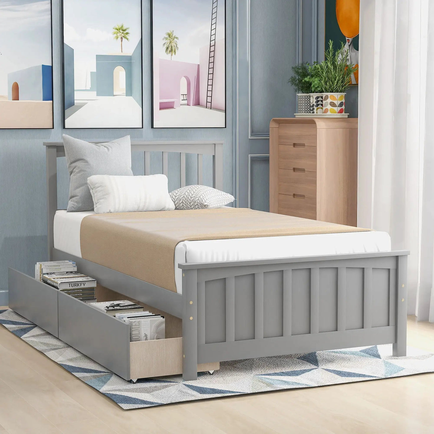 Platform Bed With Two Drawers by Unique Piece Furniture