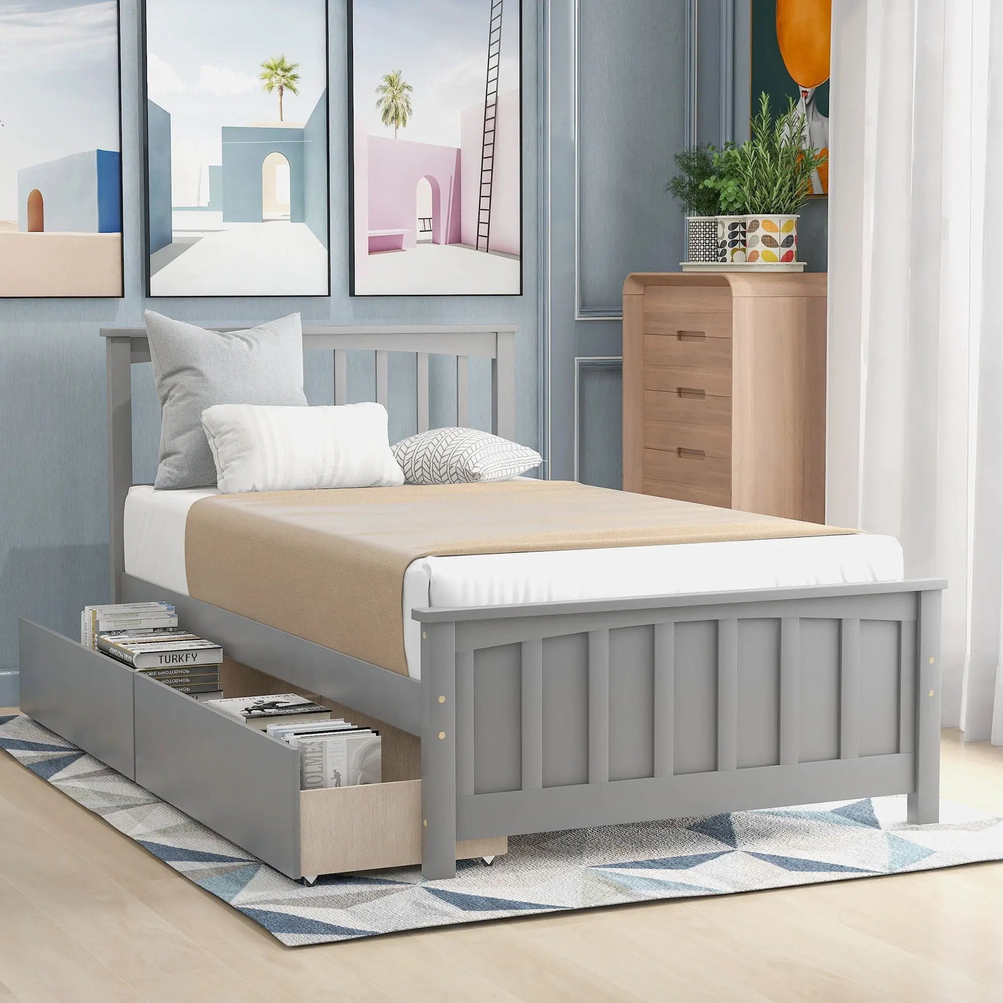 Platform Bed With Two Drawers by Unique Piece Furniture