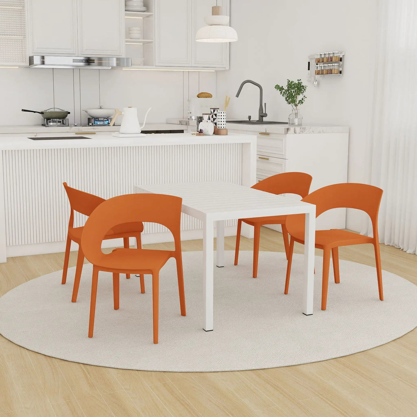 4 Piece Set Of Modern Designed Single Chairs With Long Table by Unique Piece Furniture