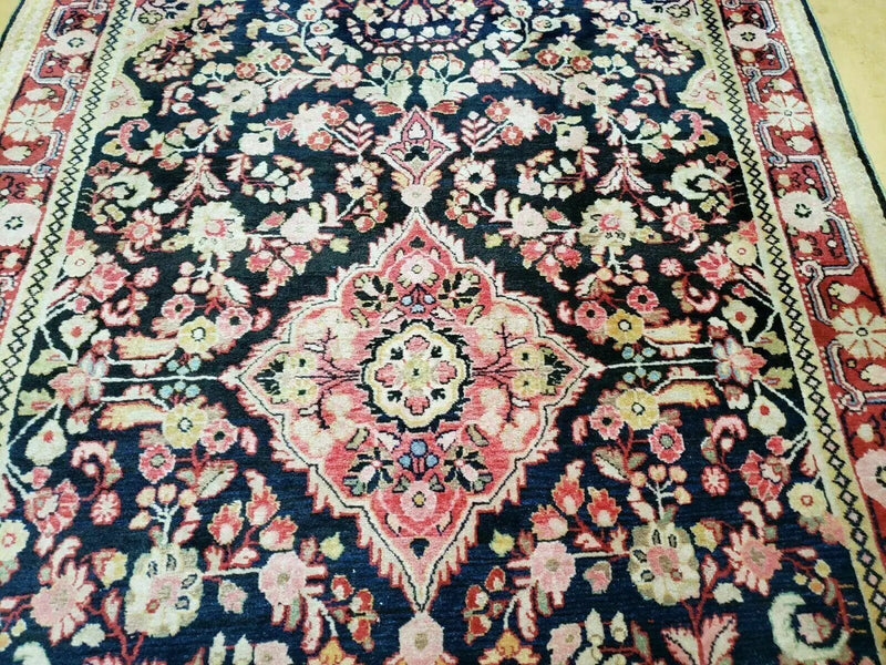 4' X 6' Antique Handmade India Floral Oriental Wool Rug Carpet Organic Blue by Jewel Rugs