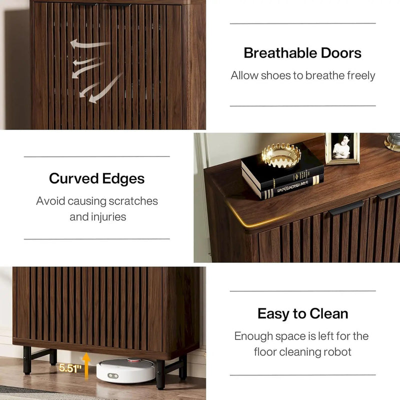 6 Tier Shoe Cabinet With Louvered Doors
