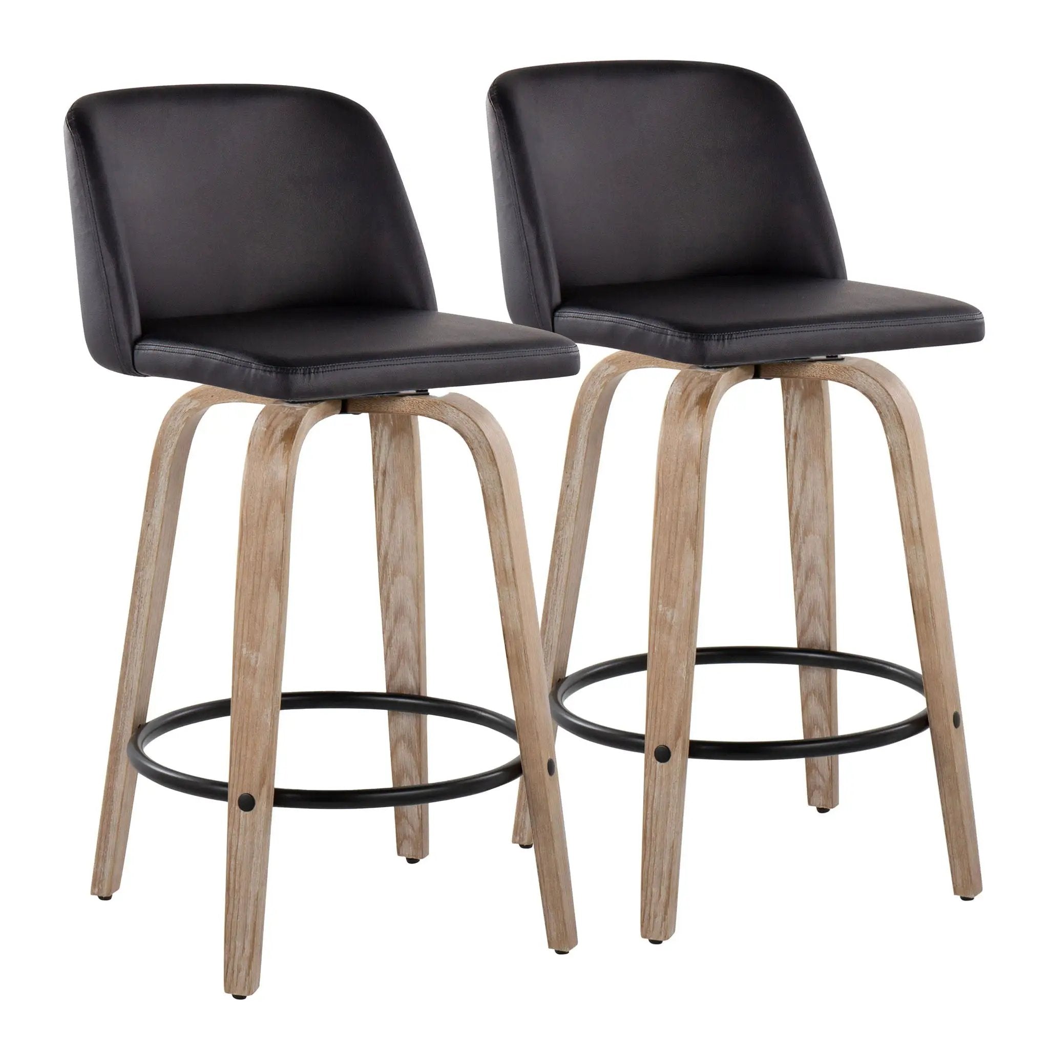 Toriano - Contemporary Fixed-Height Counter Stool & Swivel With Round Footrest (Set of 2) by Unique Piece Furniture