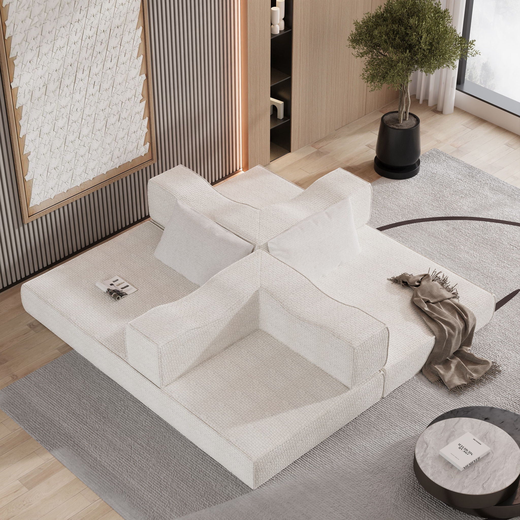 3 Seat Folding Floor Couch & King Size Bed Mattress by HouseOfZazla