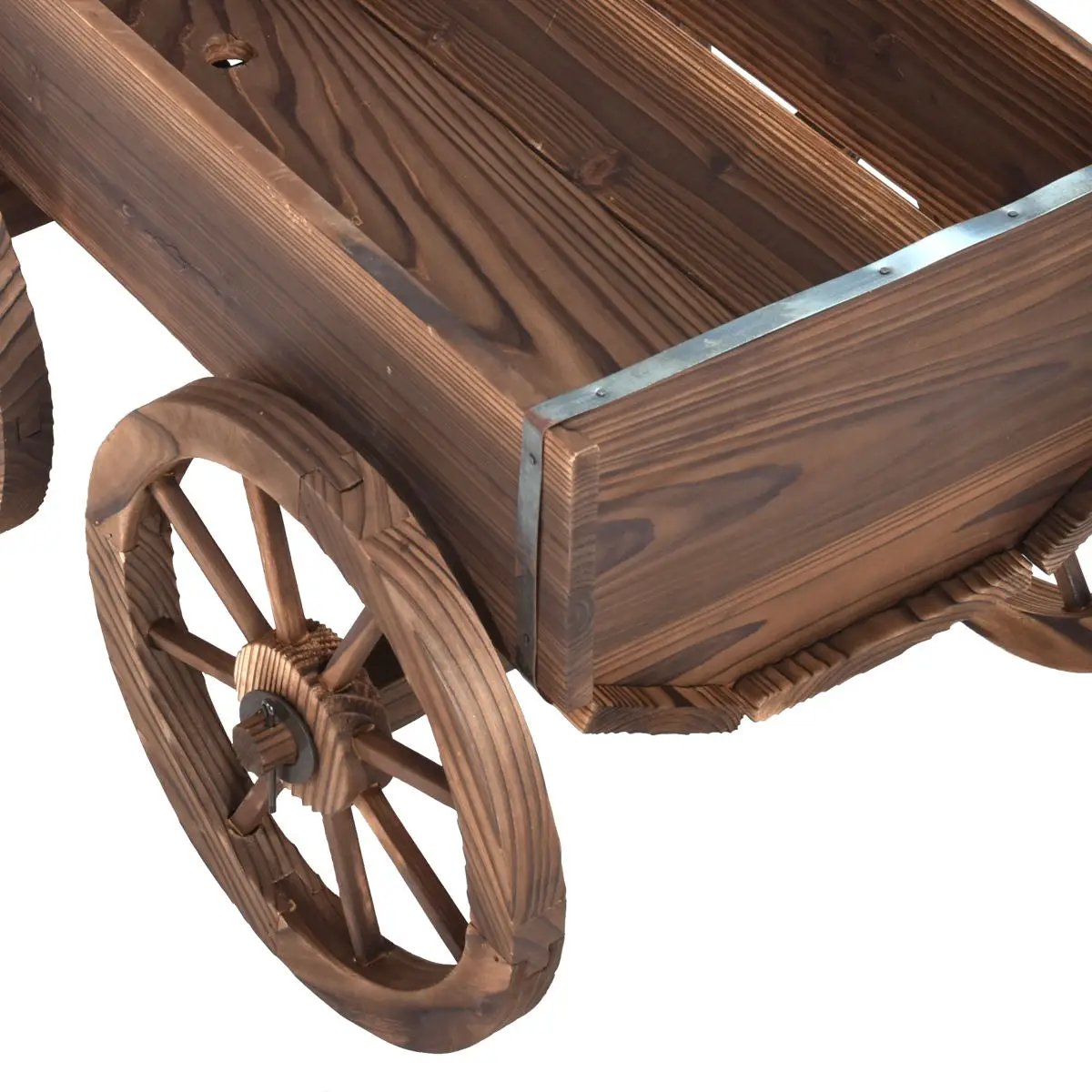 Wood Wagon Planter Pot Stand with Wheels by DirectDeals