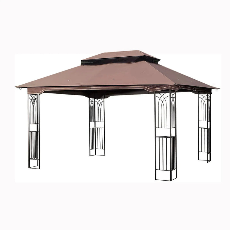 13 0 Outdoor Patio Gazebo Canopy Tent With Ventilated Double Roof And Mosquito Net (Detachable Mesh Screen On All Sides) Suitable For Lawn Garden Backyard And Deck Top - Brown by Unique Piece Furniture