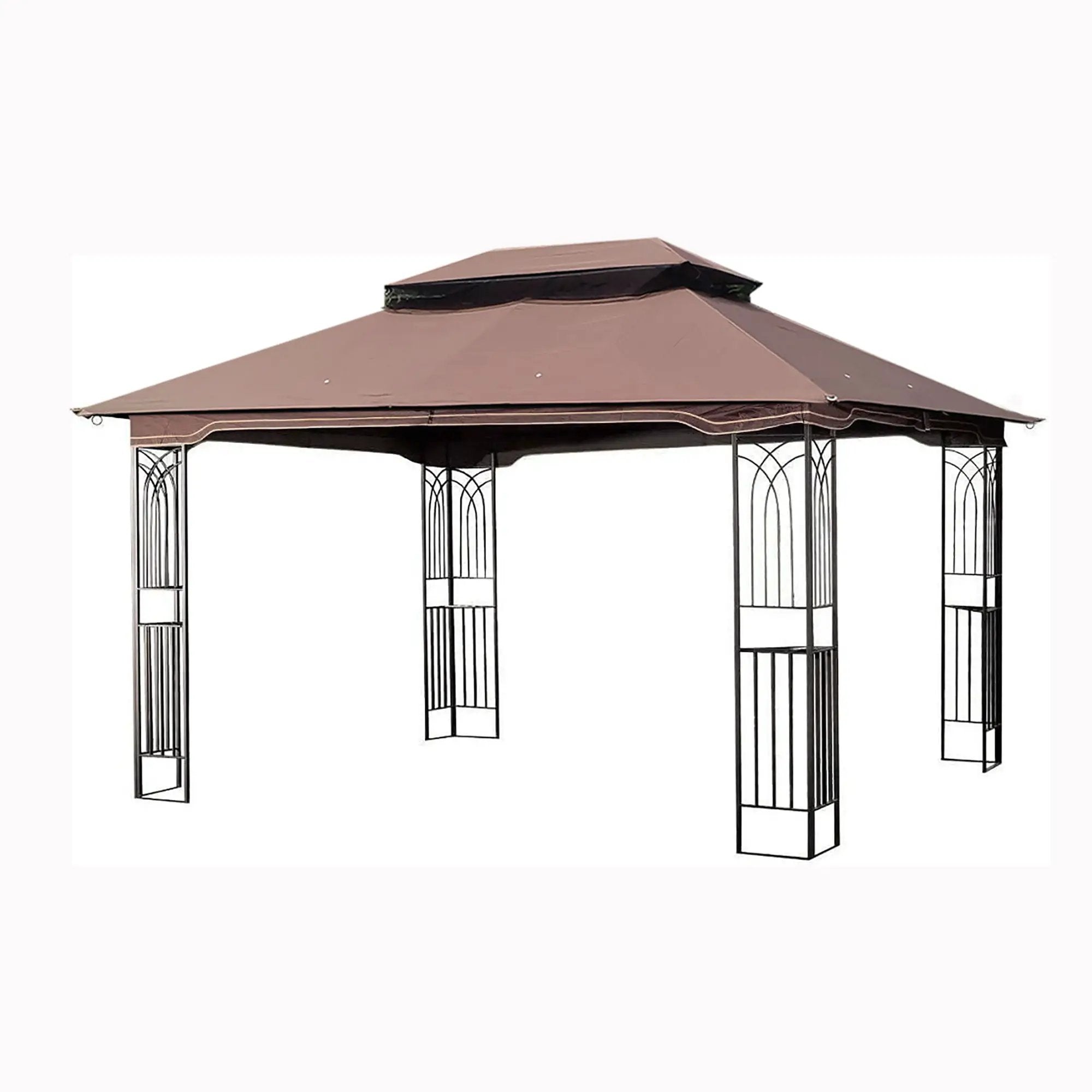 13 0 Outdoor Patio Gazebo Canopy Tent With Ventilated Double Roof And Mosquito Net (Detachable Mesh Screen On All Sides) Suitable For Lawn Garden Backyard And Deck Top - Brown by HouseOfZazla