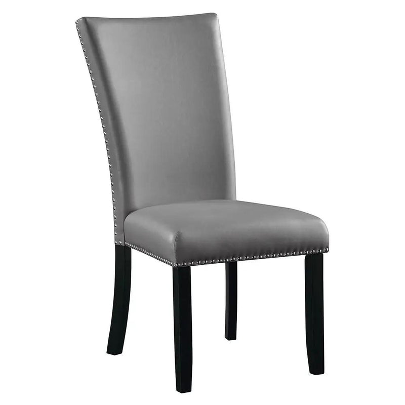Caralin - Side Chair (Set of 2) - Gray Synthetic Leather & Black by Unique Piece Furniture