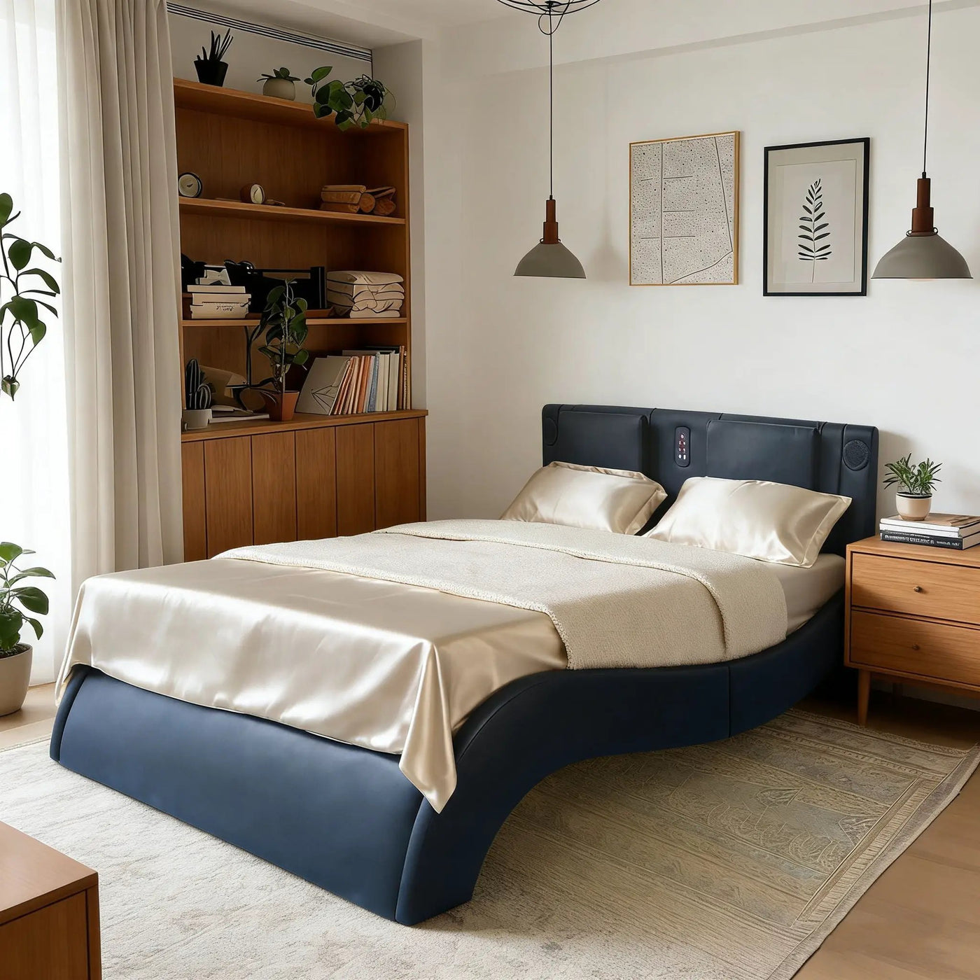 Platform Bed Frame With LED Lighting, tooth Music, Vibration Massage by Unique Piece Furniture