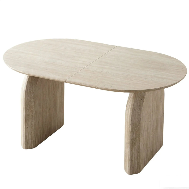 Oval Extendable Dining Table With Dual Pillar Design - Off White by Unique Piece Furniture