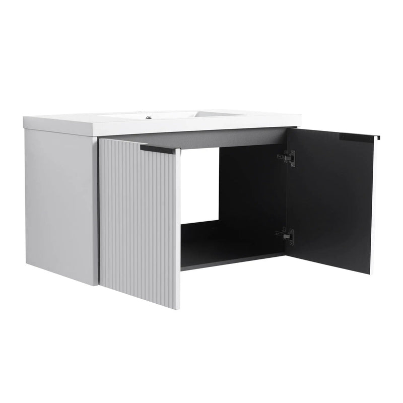Contemporary Wall Mounted Bathroom Vanity With Resin Double Sink by HouseOfZazla