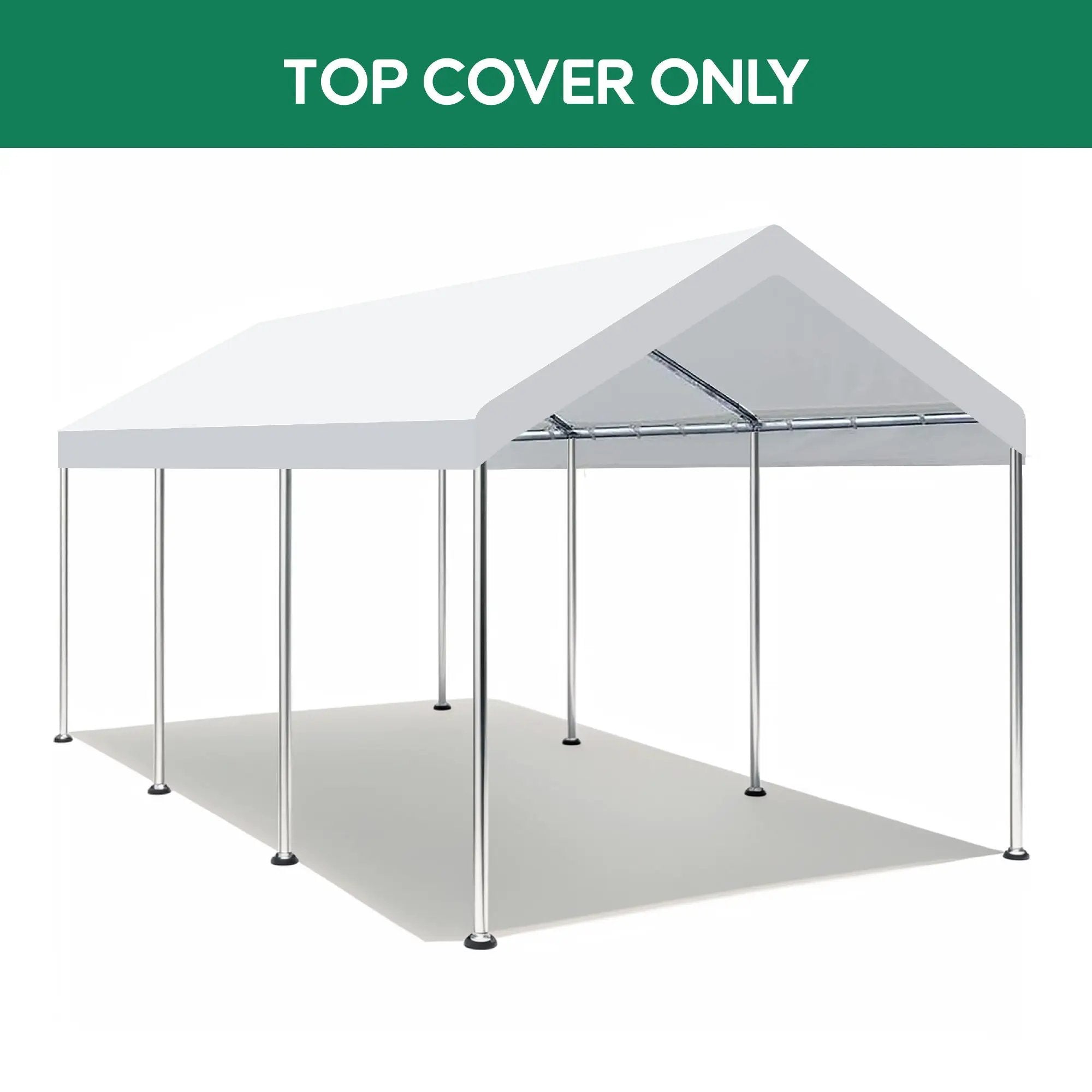 10 X 20 Ft Carport Canopy Cover Replacement Heavy Duty Waterproof Fabric With 36 Bungee Cords UV & Tear Resistant (Cover Only) - White by Unique Piece Furniture