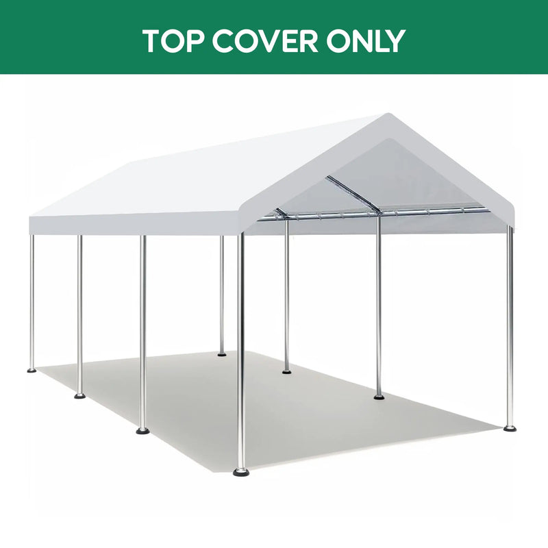10 X 20 Ft Carport Canopy Cover Replacement Heavy Duty Waterproof Fabric With 36 Bungee Cords UV & Tear Resistant (Cover Only) - White by HouseOfZazla