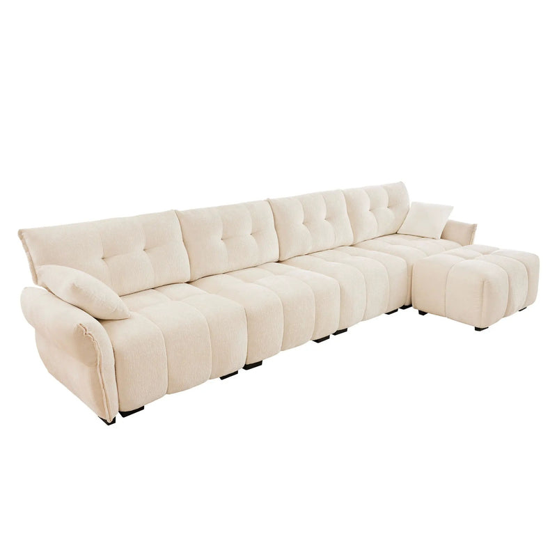Sofa Set With Ottoman And Pillows, Textured, High Resilience Cushions by Unique Piece Furniture