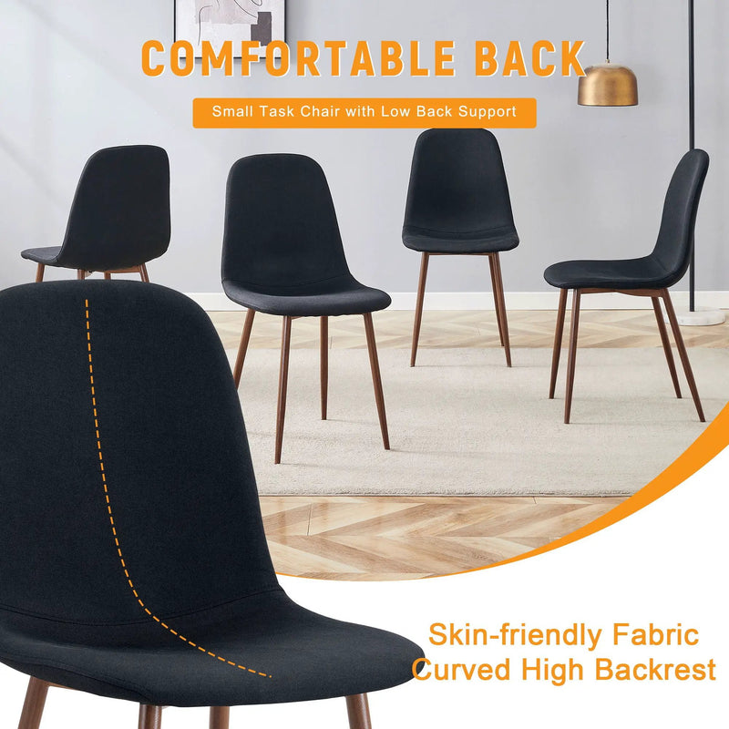 Luxury Simple Chair (Set of 4) Linen Cotton High Resilience Dining Chair With Metal Color Leg - Black / Walnut by Unique Piece Furniture