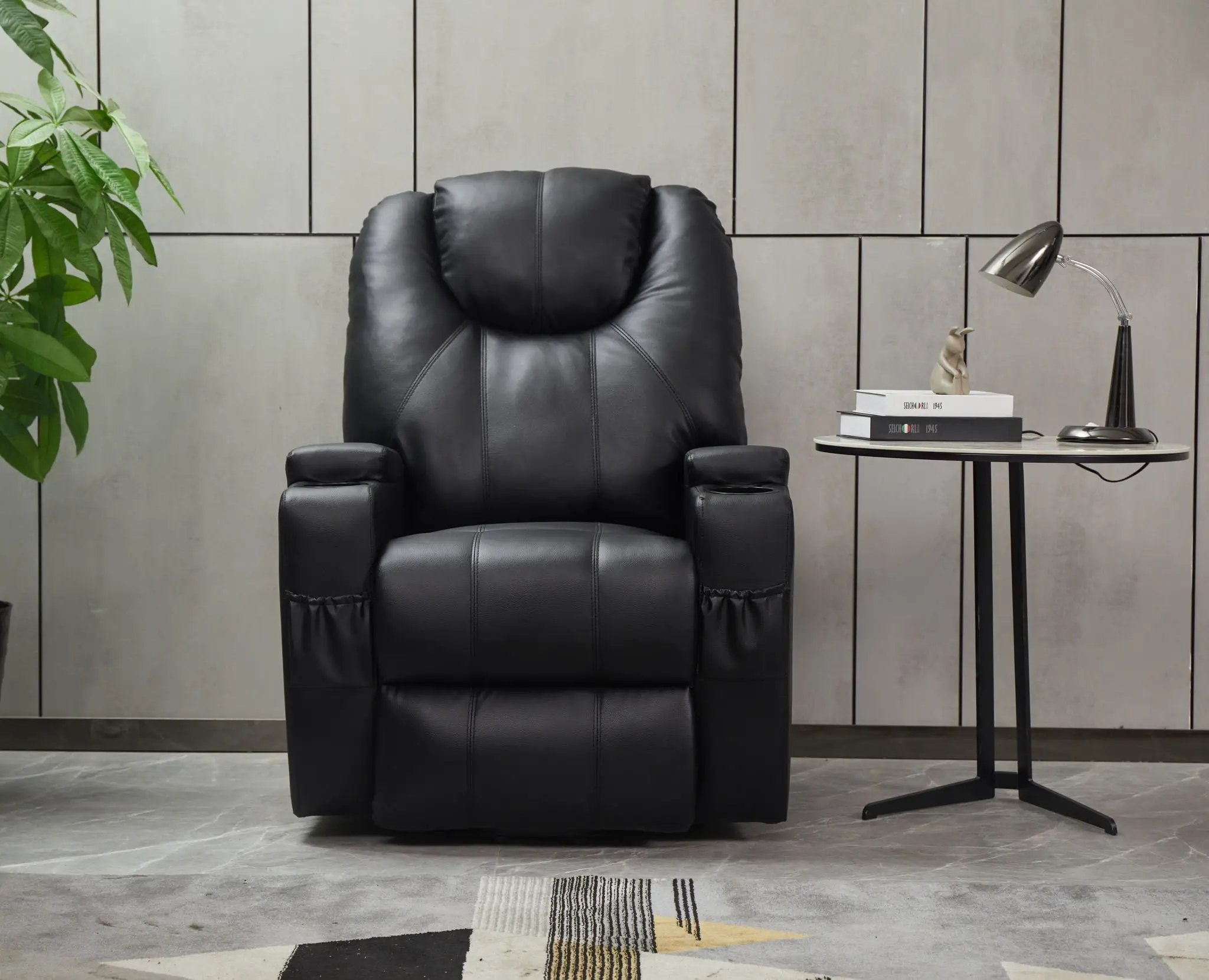 Modern Recliner Chair With Cup Holders, Remote Control by Unique Piece Furniture