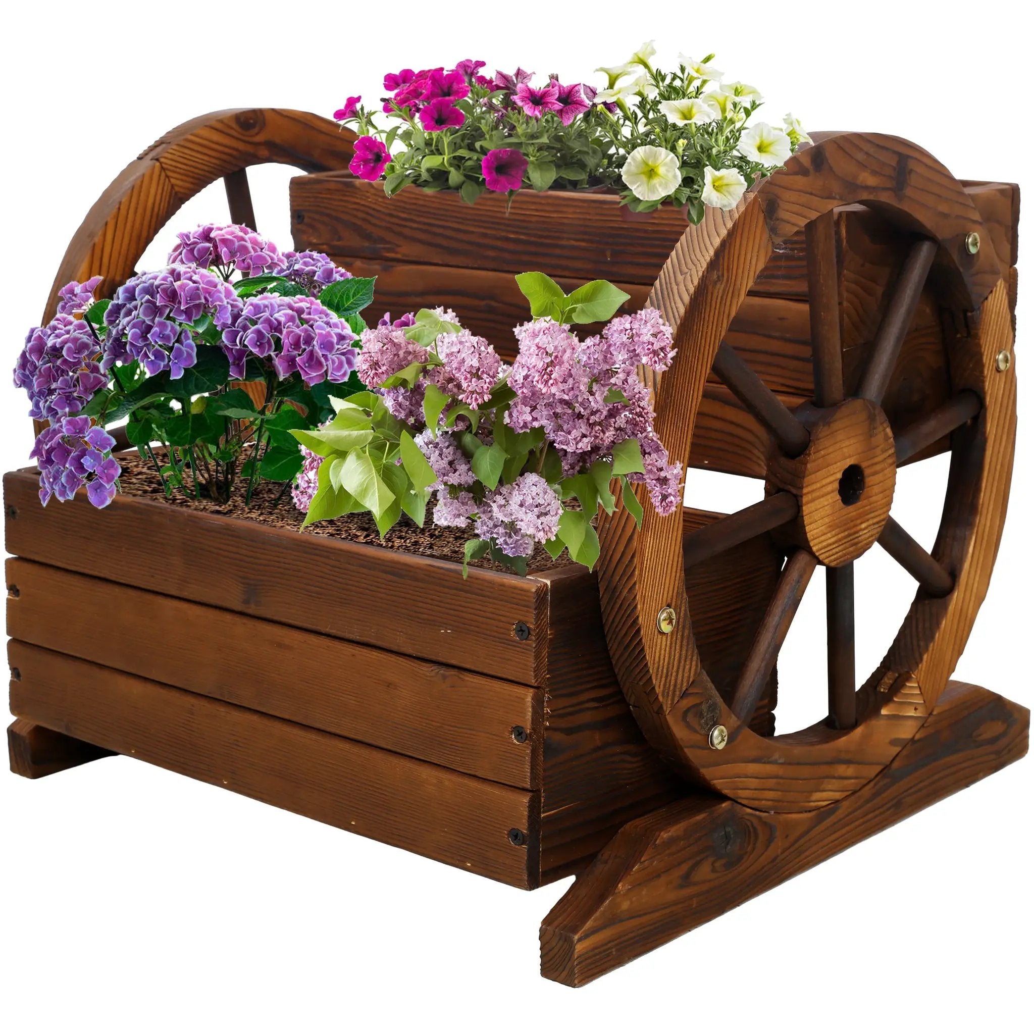Wooden Wagon Planter Box with Wheels by HouseOfZazla