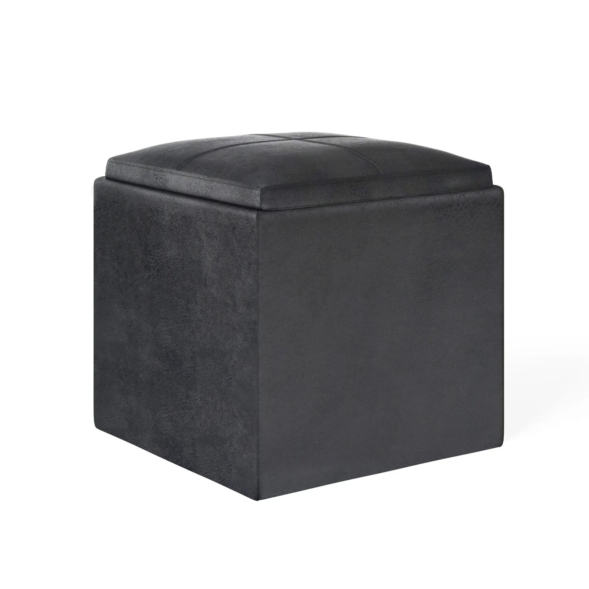 Rockwood - Upholstered Cube Storage Ottoman With Tray by HouseOfZazla