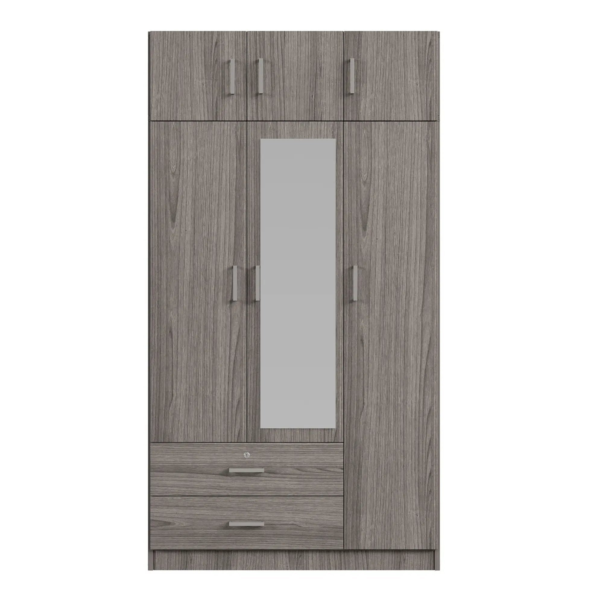 Modern 3 Door Mirror Wardrobe With 2 Drawers And Top Cabinet by HouseOfZazla