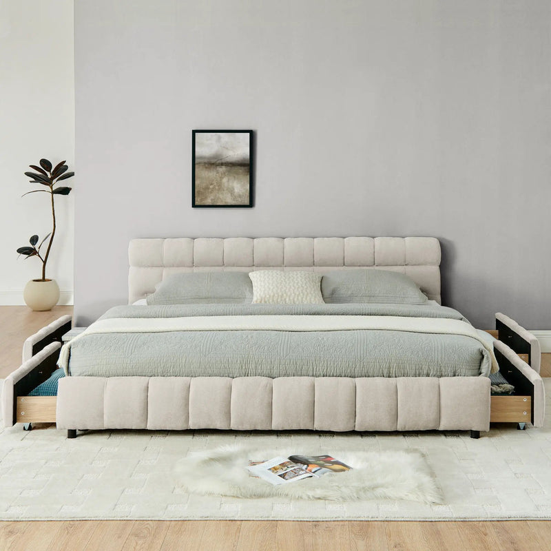 Modern Platform Bed Frame With Thick Fabric by Unique Piece Furniture
